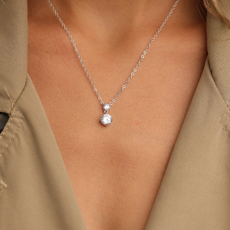 שרשרת כסף 925 סוליטר כפול זירקון