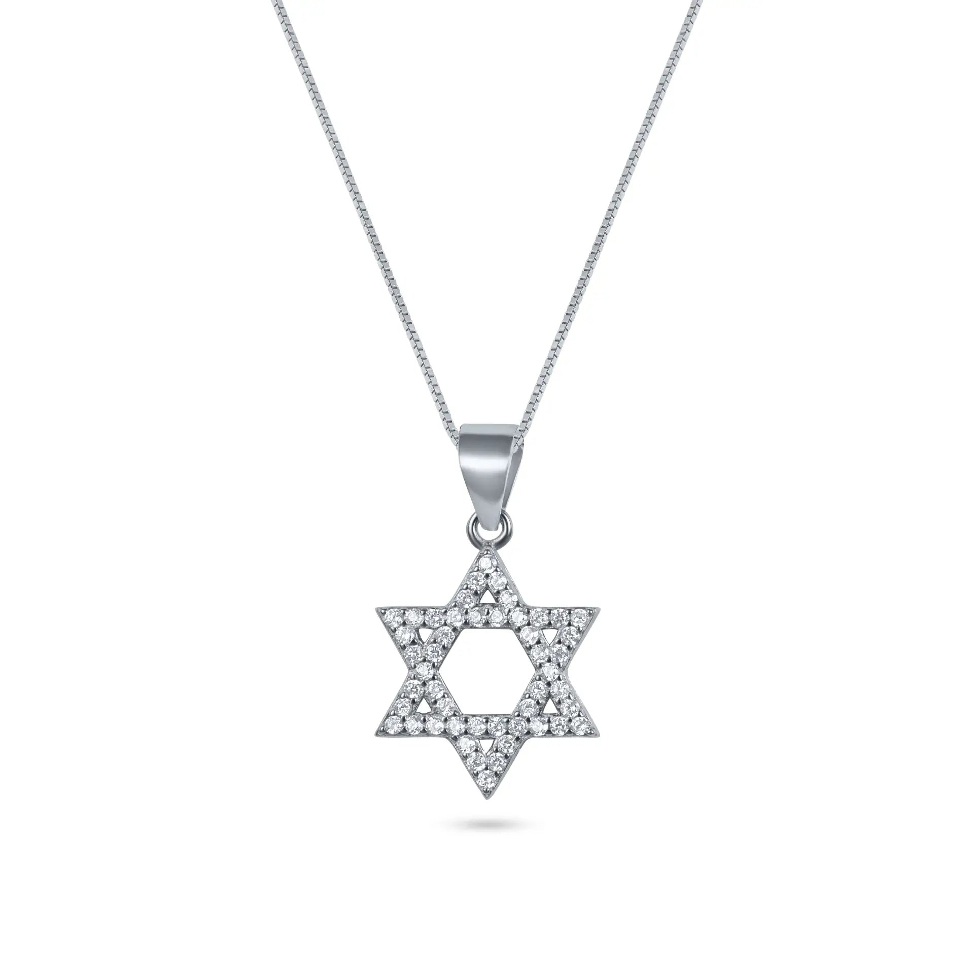 שרשרת מגן דוד כסף 925 משובץ זרקונים