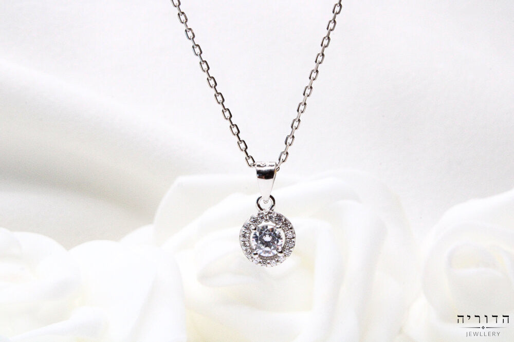 תליון זרקונים עגול כסף 925