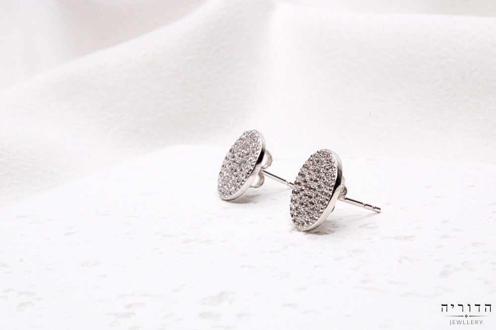 עגיל פלטה צמוד משובץ