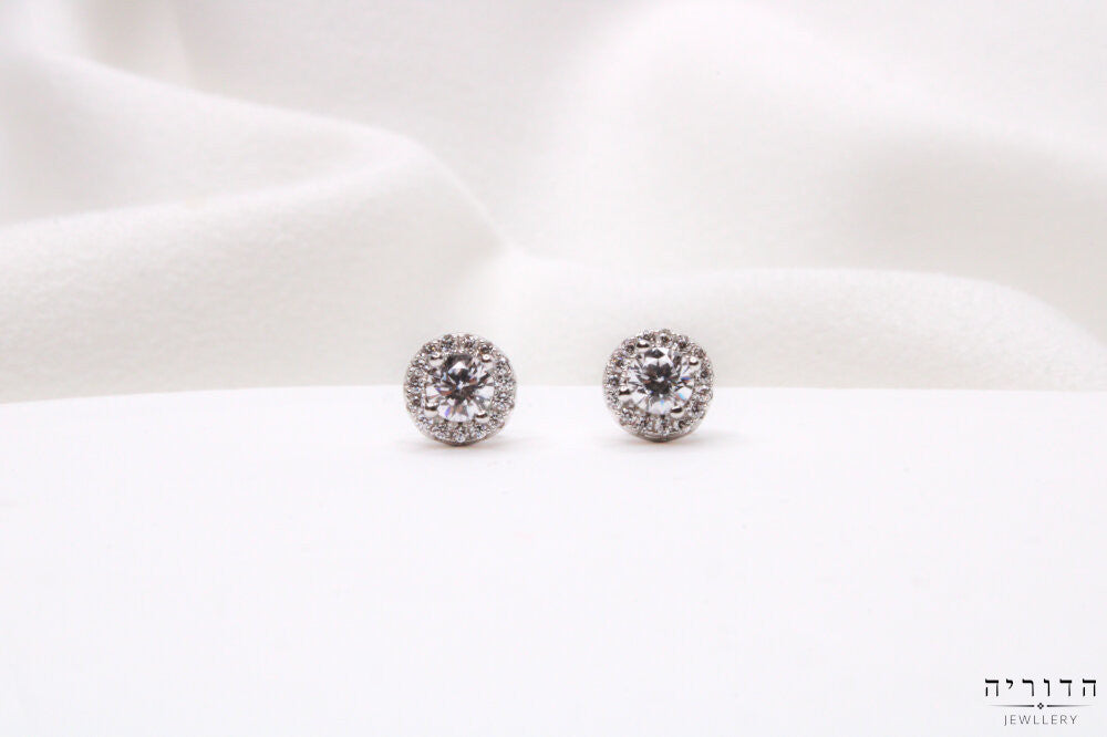 עגילי סוליטר צמודים