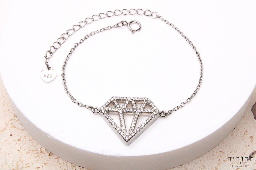 צמיד יהלום פתוח זרקונים כסף 925