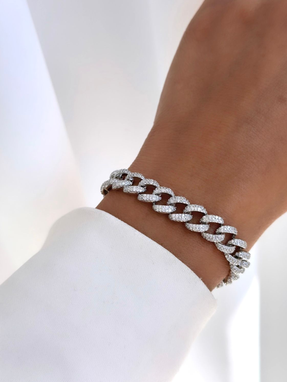 צמיד חוליות גורמט משובץ זרקונים כסף 925