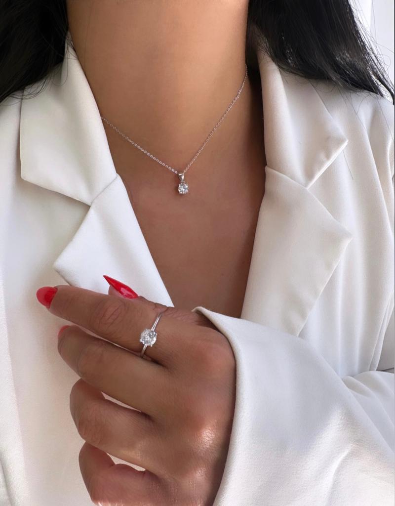 שרשרת זרקון עגול כסף 925