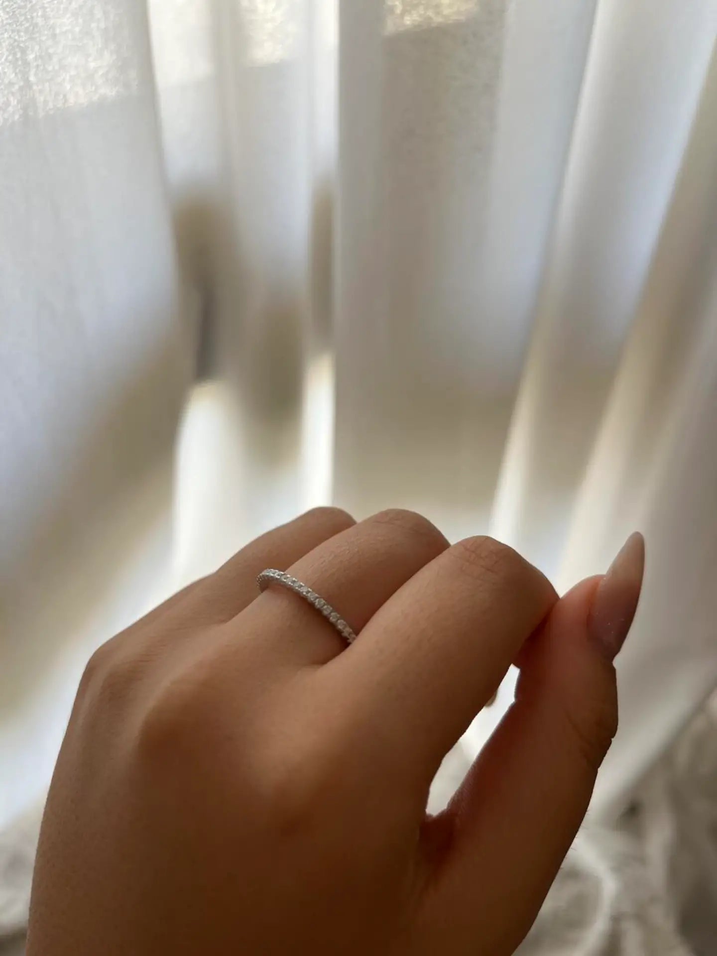 טבעת טניס זרקונים דקה 1 מ"מ כסף 925