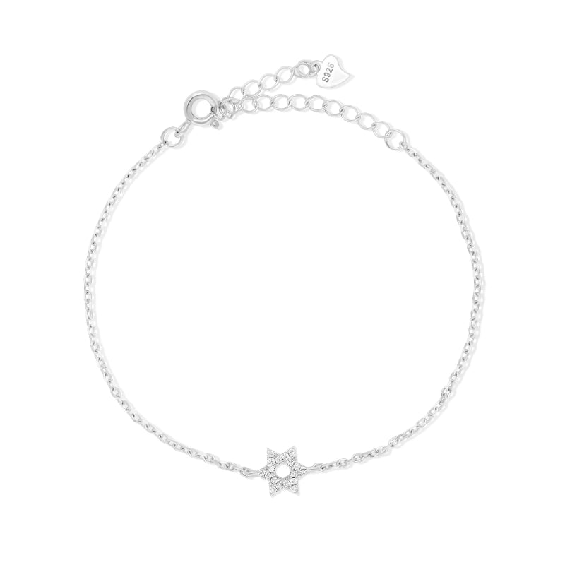 צמיד כסף 925 מגן דוד משובץ זירקונים