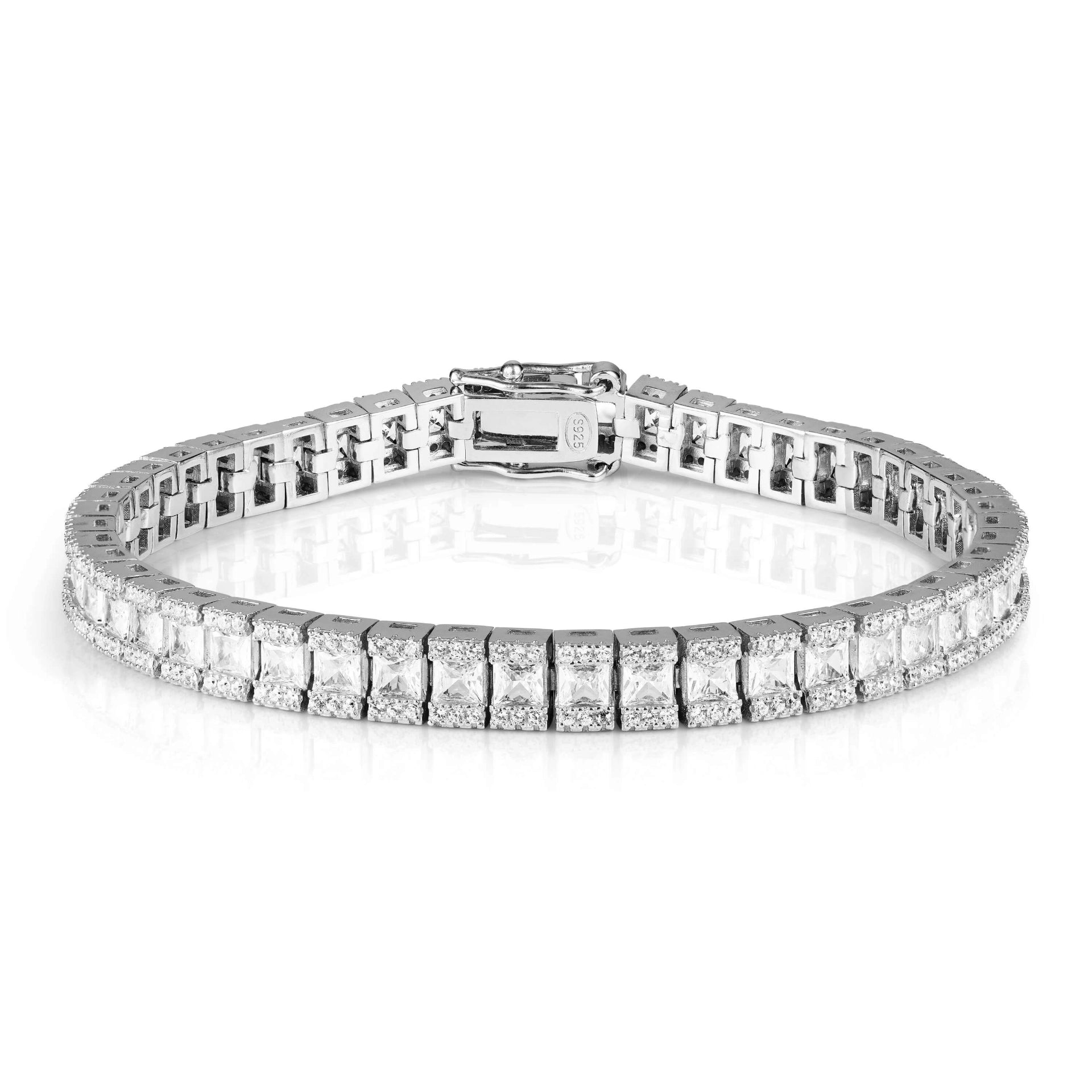 צמיד טניס כסף 925 משובץ זירקון מלבני