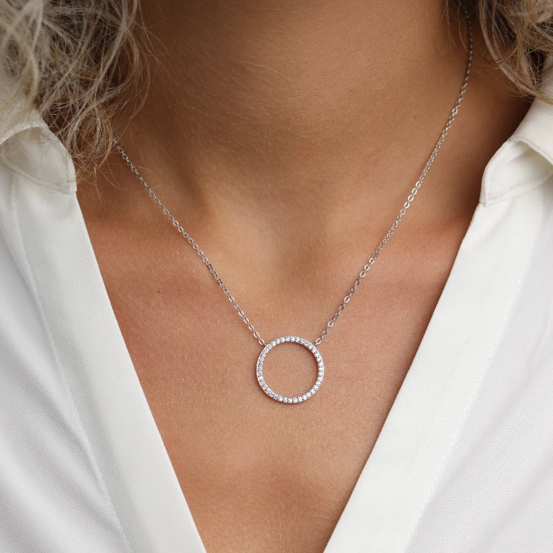 שרשרת כסף 925 מעגל החיים משובצת זרקון