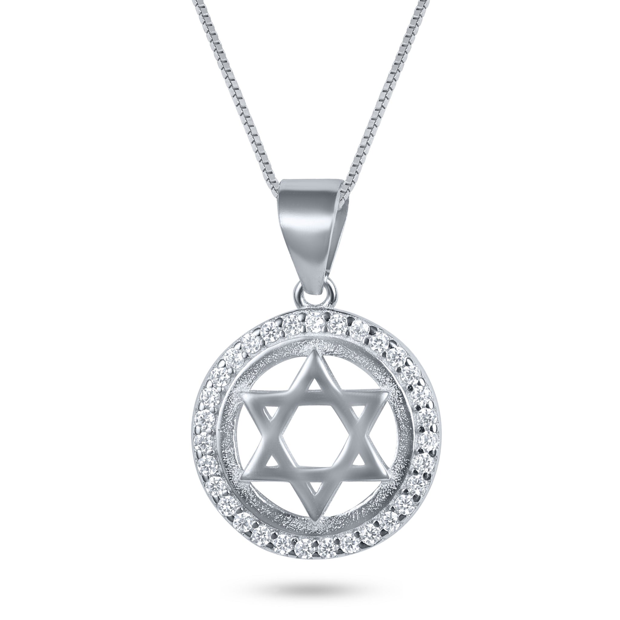 שרשרת מגן דוד כסף 925 משובצת זרקונים
