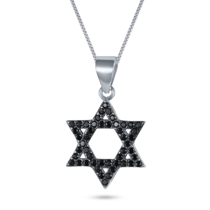 שרשרת מגן דוד כסף 925 משובץ זרקונים