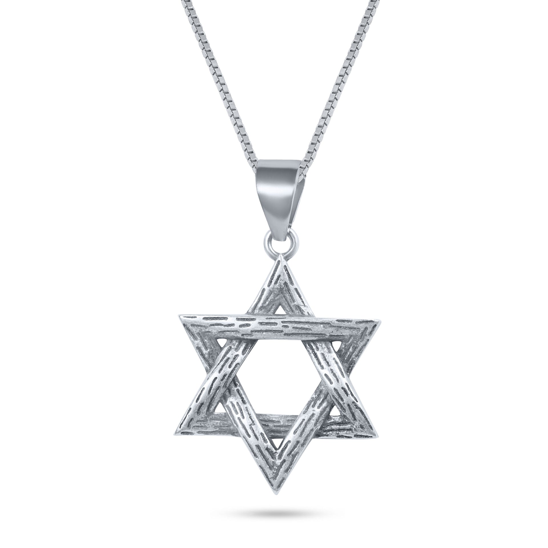 שרשרת כסף 925 מגן דוד מחוספס | תכשיט יהודי מינימליסטי