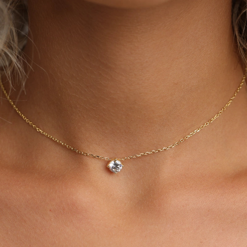 שרשרת כסף תליון זרקון עגול 5 ממ