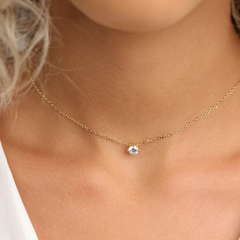 שרשרת כסף תליון זרקון עגול 5 ממ