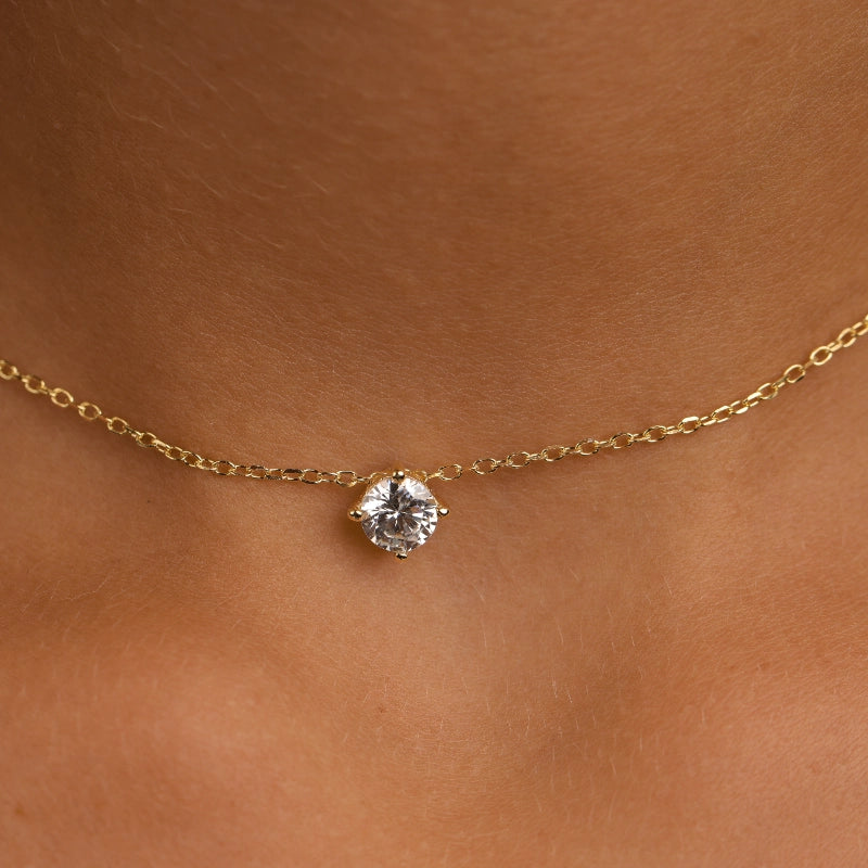 שרשרת כסף תליון זרקון עגול 5 ממ