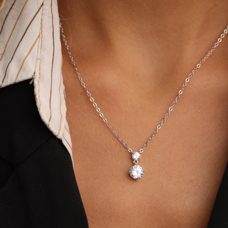 שרשרת כסף 925 סוליטר כפול זירקון