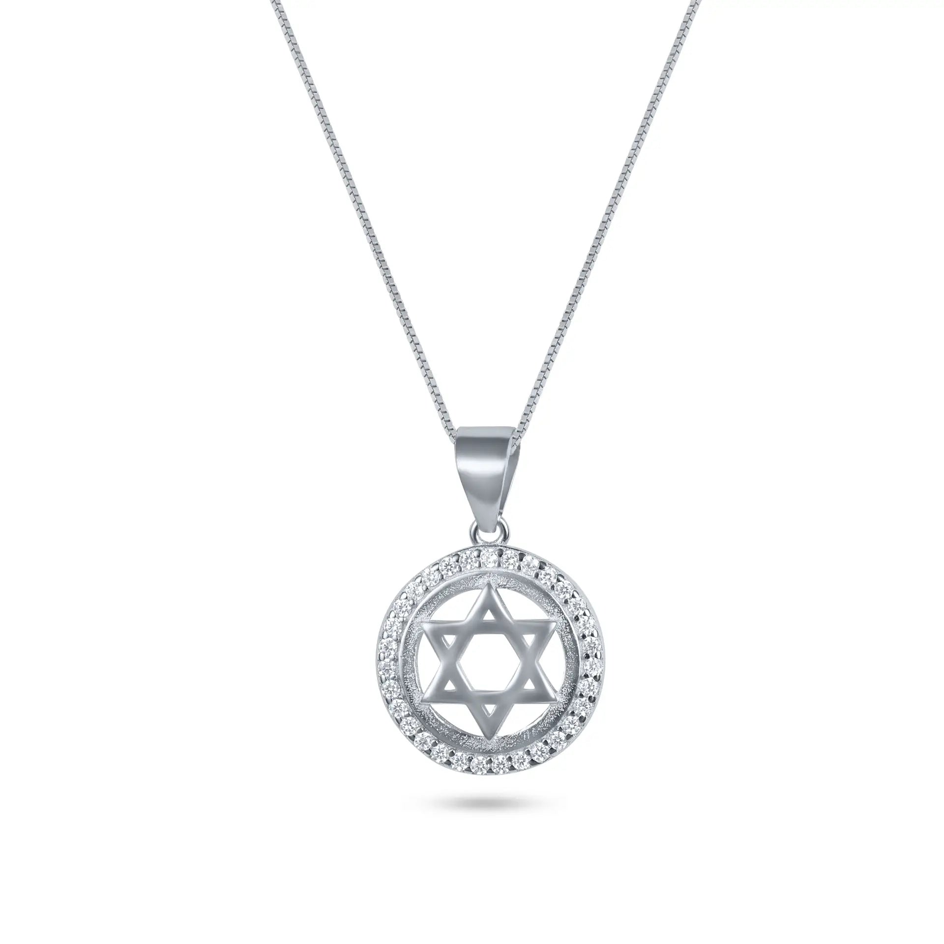 שרשרת מגן דוד כסף 925 משובצת זרקונים