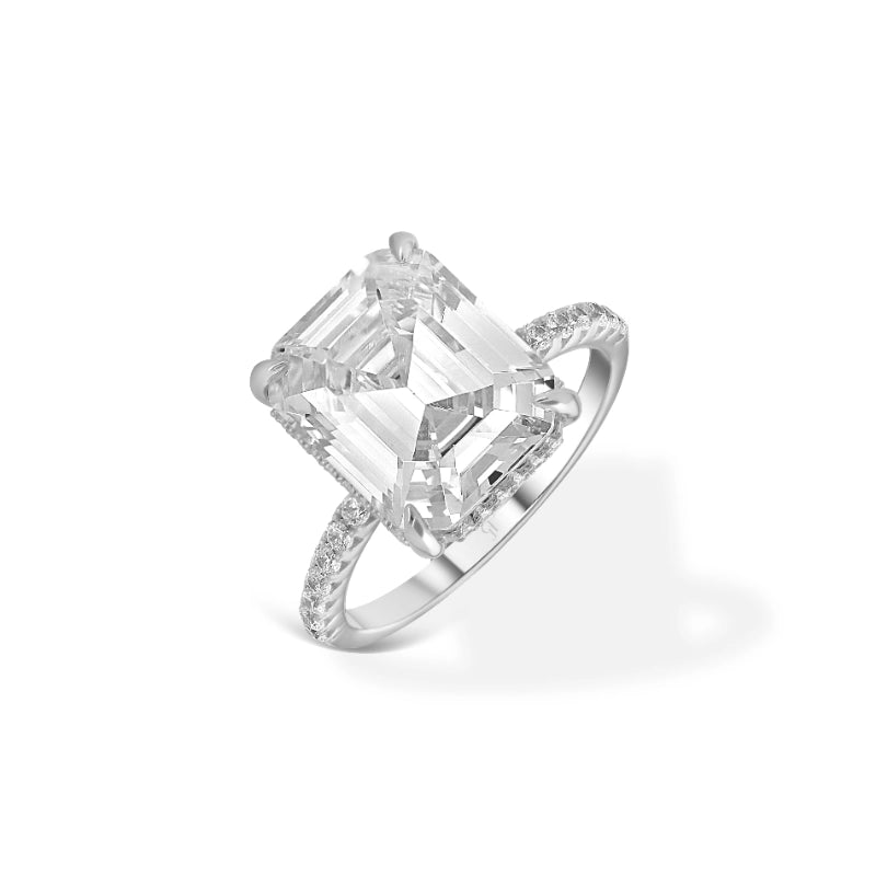 טבעת סוליטר מרבע כסף 925 עם מסגרת זרקונים