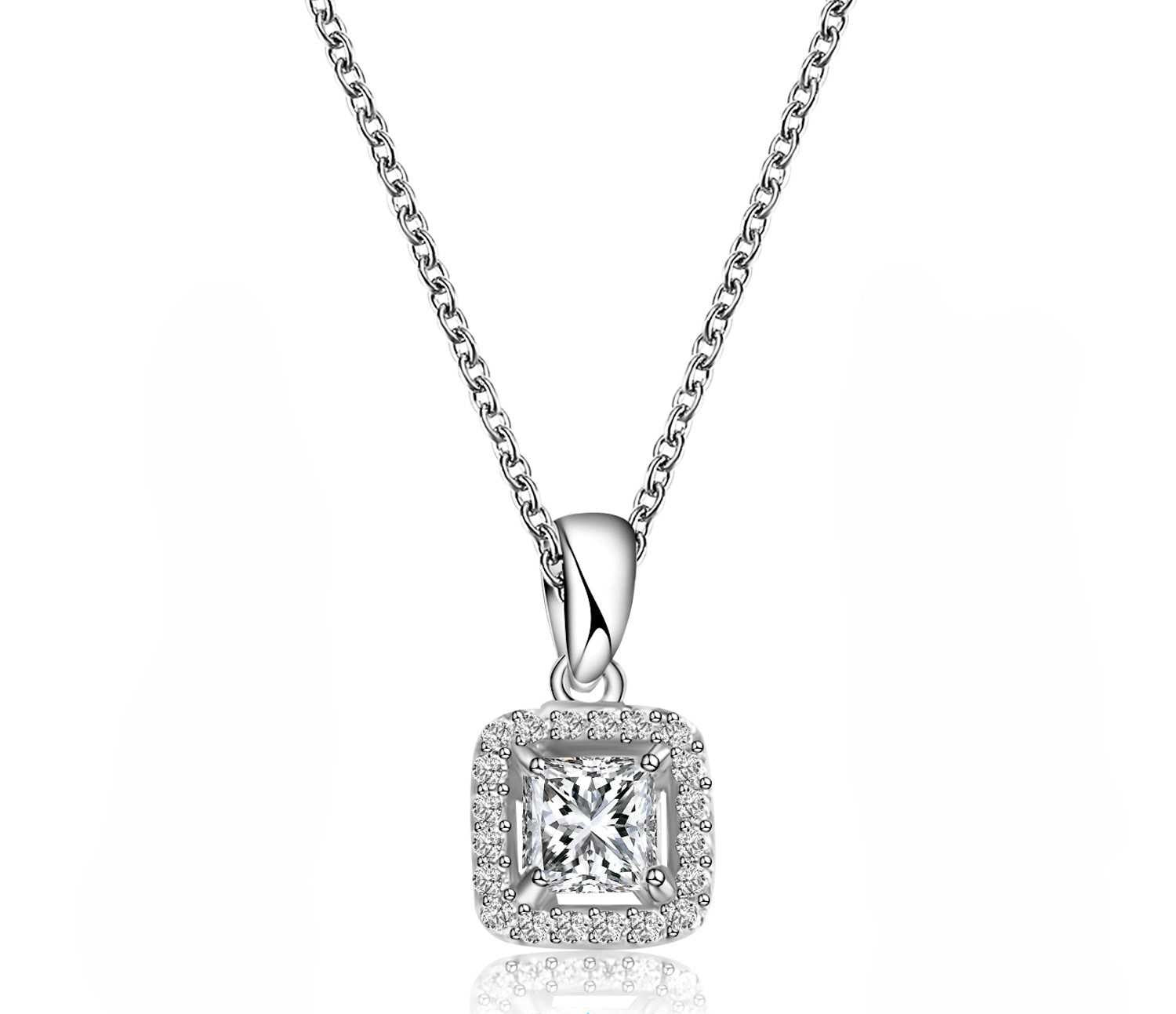 שרשרת תליון מרובע משובץ