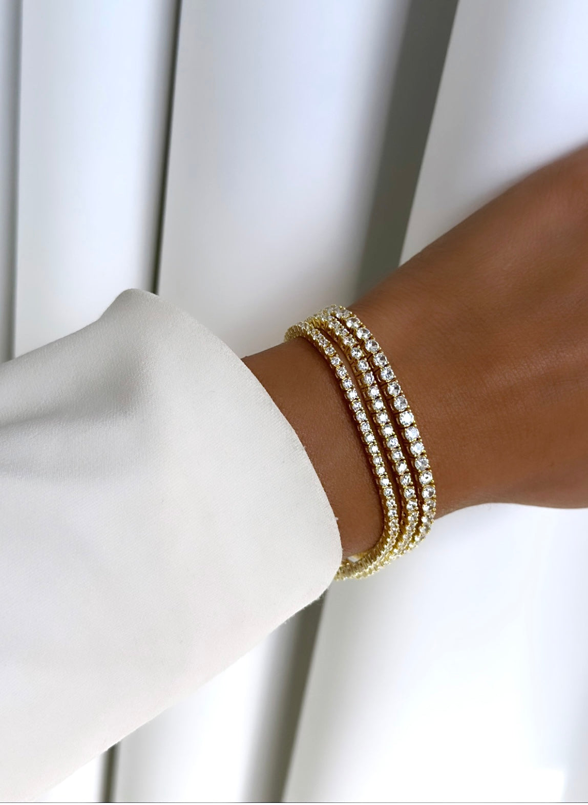 צמיד טניס ציפוי זהב 14k