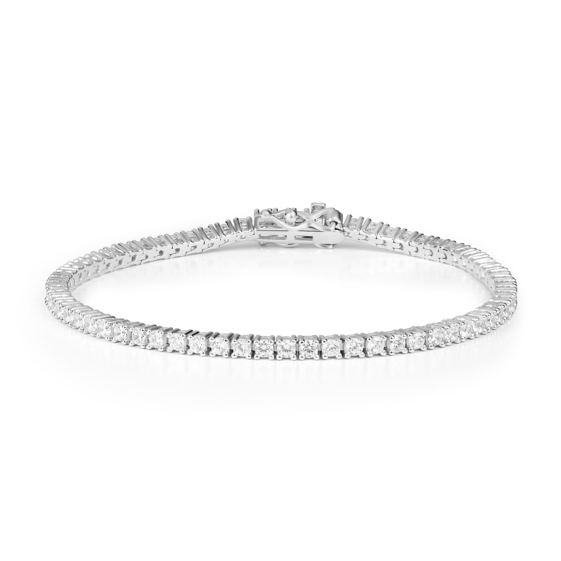 צמיד טניס דק 2 מ״מ כסף 925 משובץ זרקונים