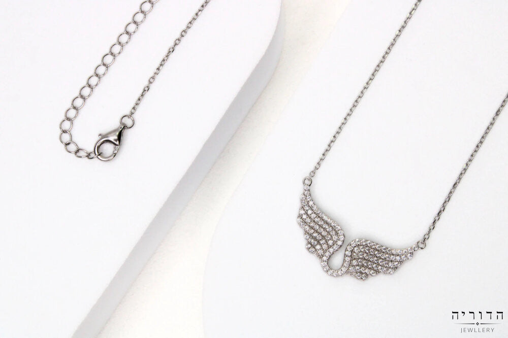 שרשרת כנפיים משובצות זרקונים כסף 925