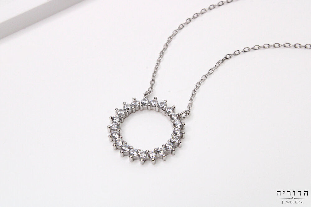 שרשרת עיגול פתוח זרקונים כסף 925
