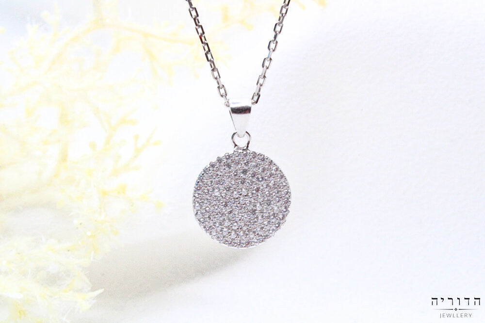 תליון עגול זרקונים כסף 925