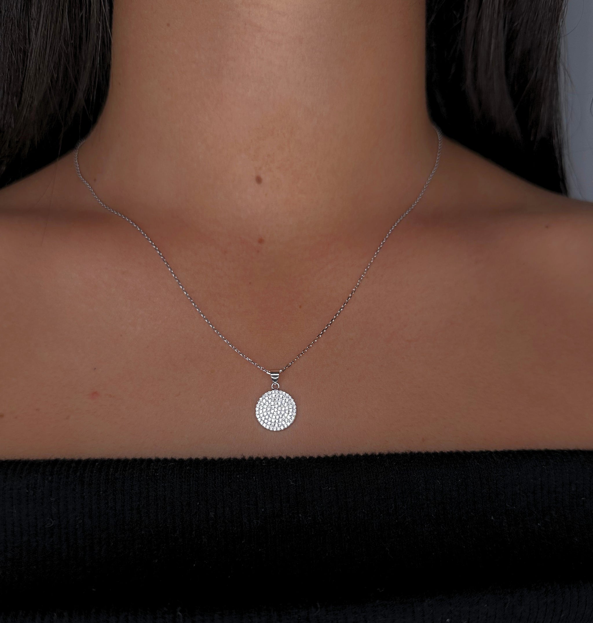 תליון עגול זרקונים כסף 925