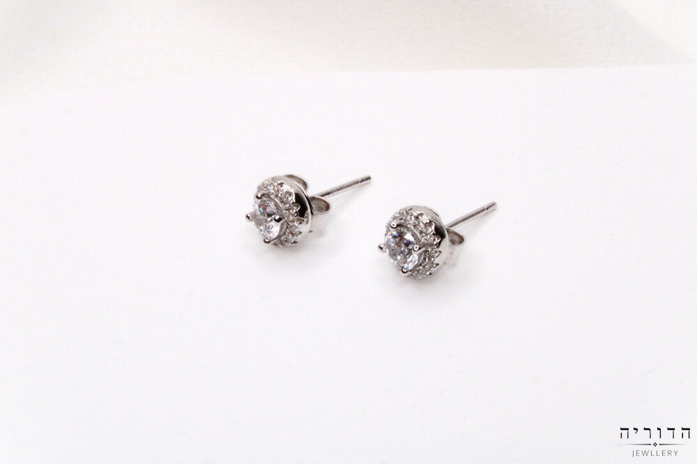 עגילי סוליטר צמודים