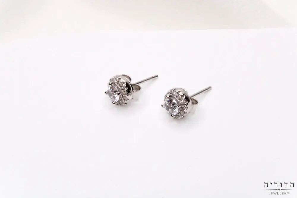 עגילי זרקון עגולים כסף 925