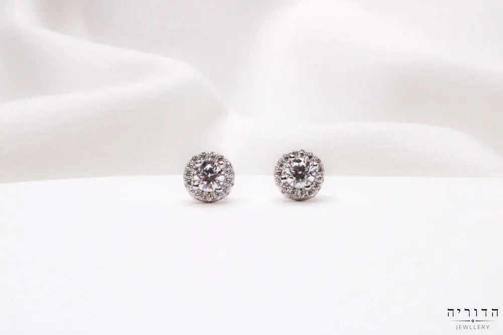 עגילי זרקון עגולים כסף 925
