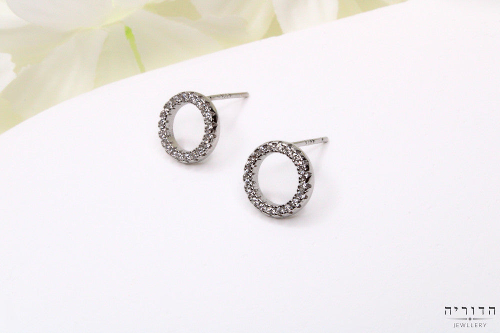 עגילי עיגול צמוד משובץ