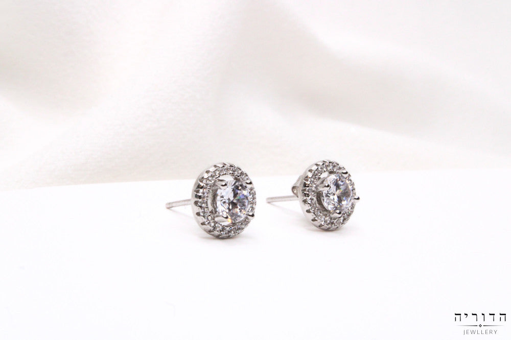 עגילי סוליטר צמודים