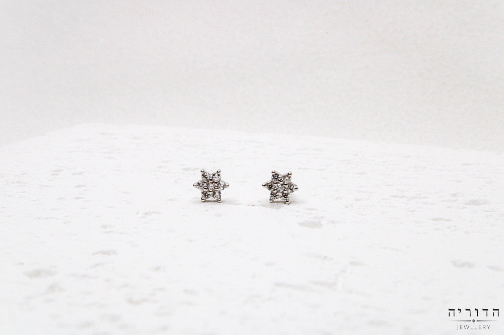עגילי כוכב זרקונים כסף 925