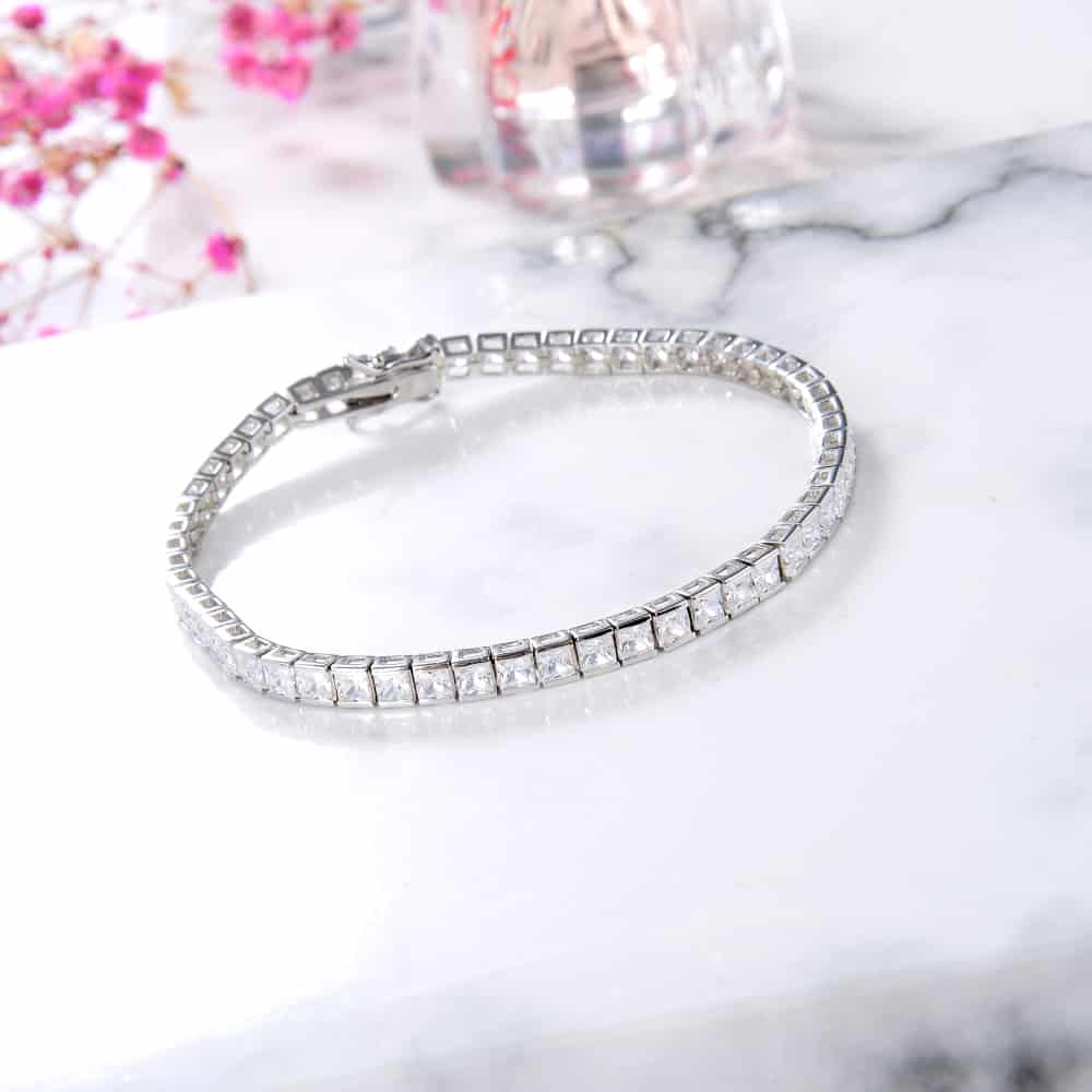 צמיד טניס זרקונים מרובעים כסף 925