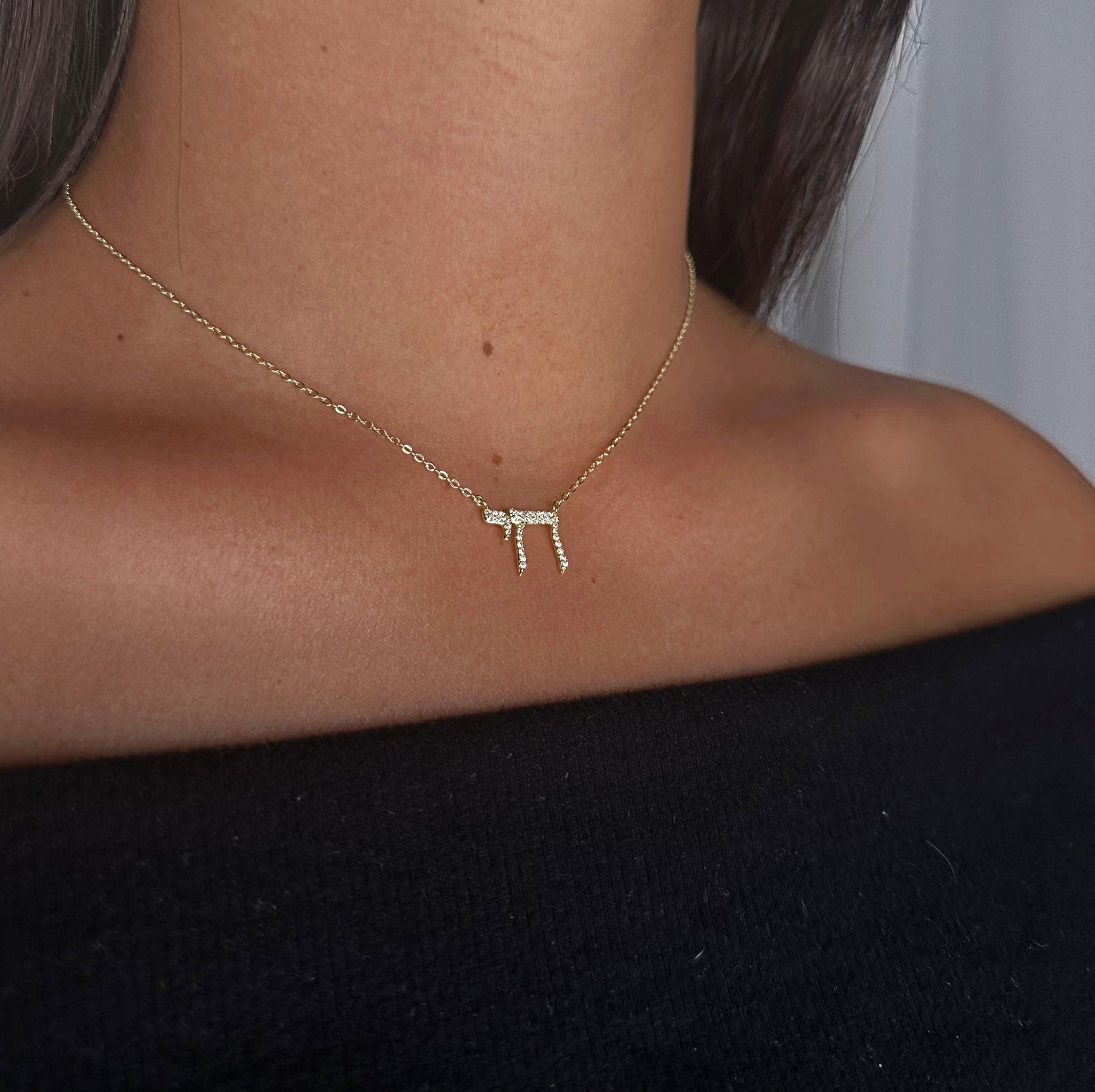 שרשרת חי זרקונים ציפוי זהב 18K