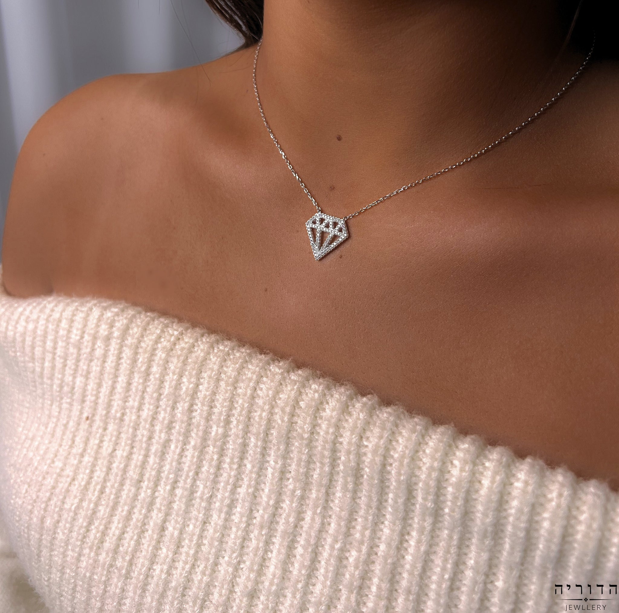 שרשרת יהלום גיאומטרי זרקונים כסף 925