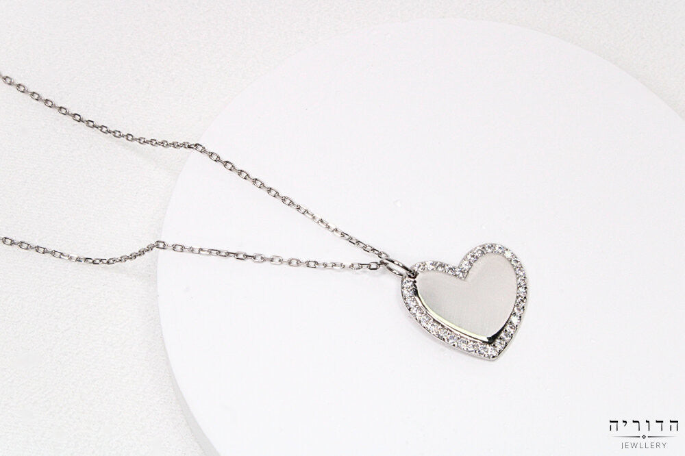 שרשרת לב פתוח זרקונים כסף 925