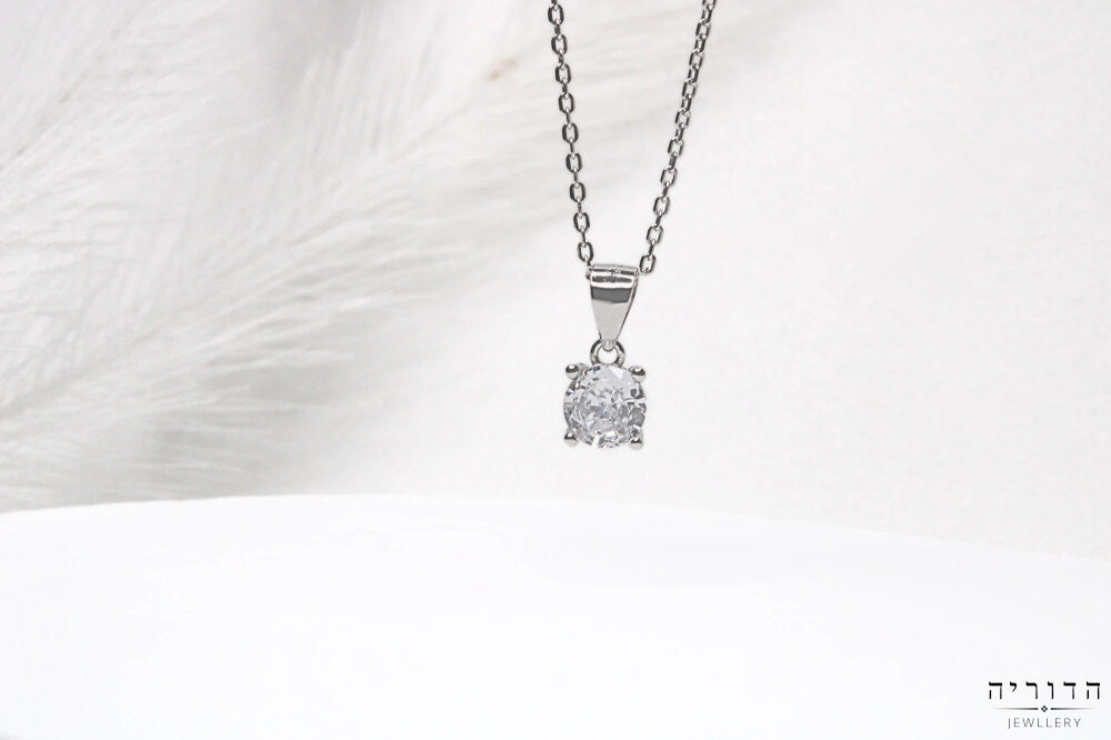 שרשרת זרקון עגול כסף 925