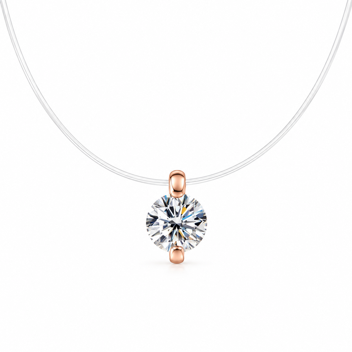 שרשרת Invisible Moissanite – רוז גולד