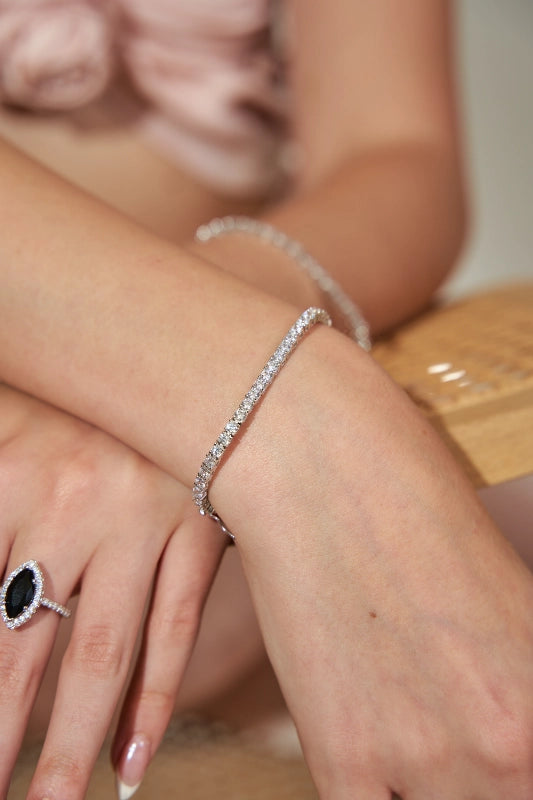 צמיד טניס דק 2 מ״מ כסף 925 משובץ זרקונים