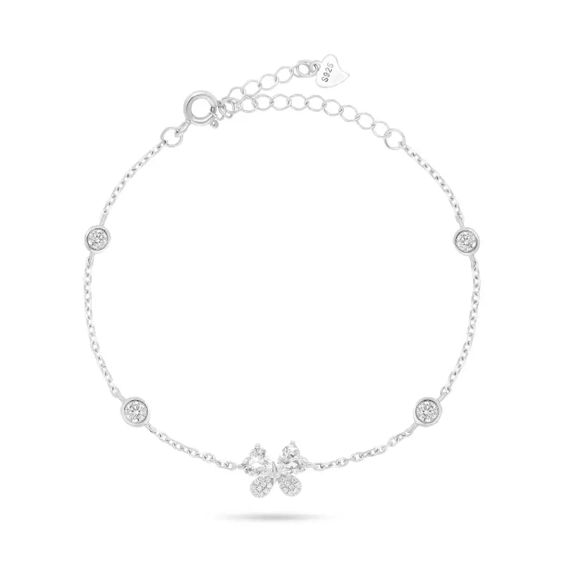 צמיד כסף 925 עם תליון פרפר משובץ זירקונים