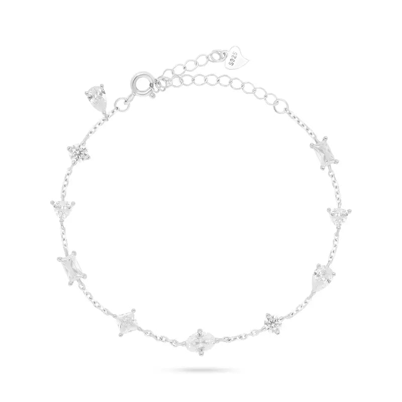 צמיד כסף גיאומטרי משובץ זרקונים | Geo Shapes