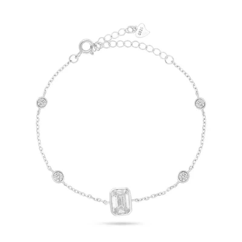 צמיד כסף סוליטר מלבן