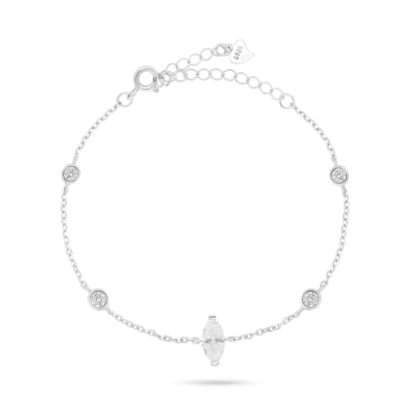 צמיד כסף 925 עם אבן מרקיז מוארכת