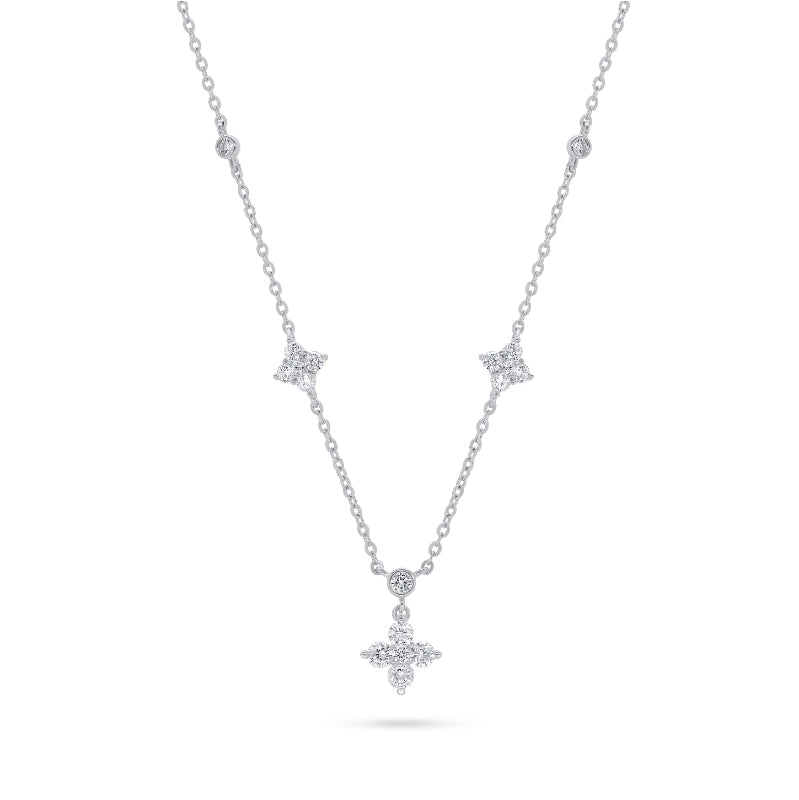 שרשרת כסף 925 פרח משובץ זרקונים