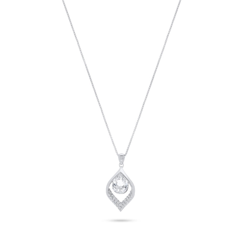 שרשרת כסף תליון טיפה משובצת זרקונים