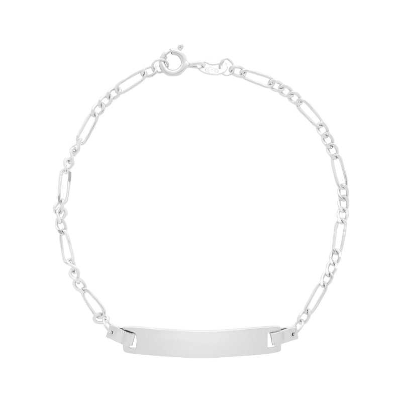 צמיד כסף תינוקות חלק עם פלטה לחריטה