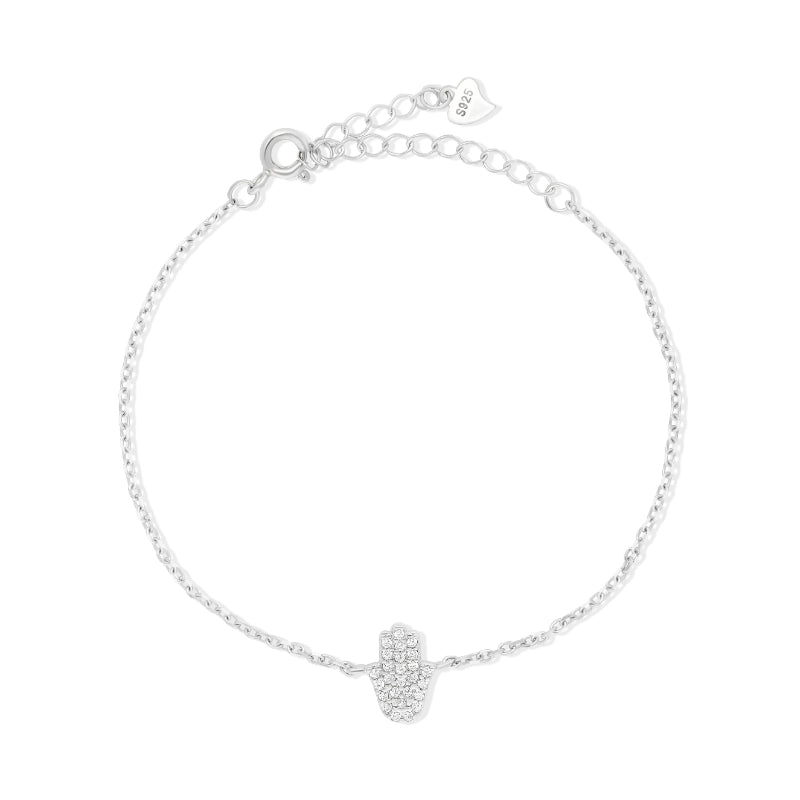 צמיד חמסה כסף 925 משובץ זרקון