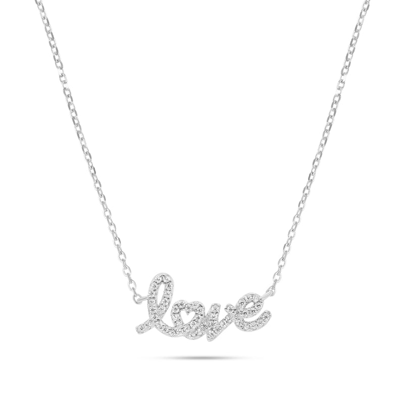 שרשרת כסף עם תליון LOVE משובץ זרקון